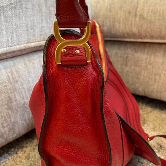 Authentic Chloe Marcie Large Hobo Satchel in Poppy - Picture 7 of 16